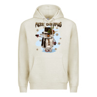 Oatmeal Heather merry christmas snowman Premium Hoodie - CowGirlArtShop