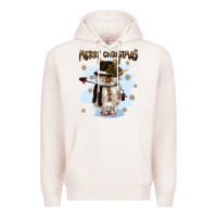 Pale Pink merry christmas snowman Premium Hoodie - CowGirlArtShop