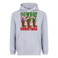 Heather Grey cowboy christmas boots cactus Heavyweight Hoodie - CowGirlArtShop