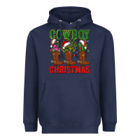 Navy cowboy christmas boots cactus Heavyweight Hoodie - CowGirlArtShop