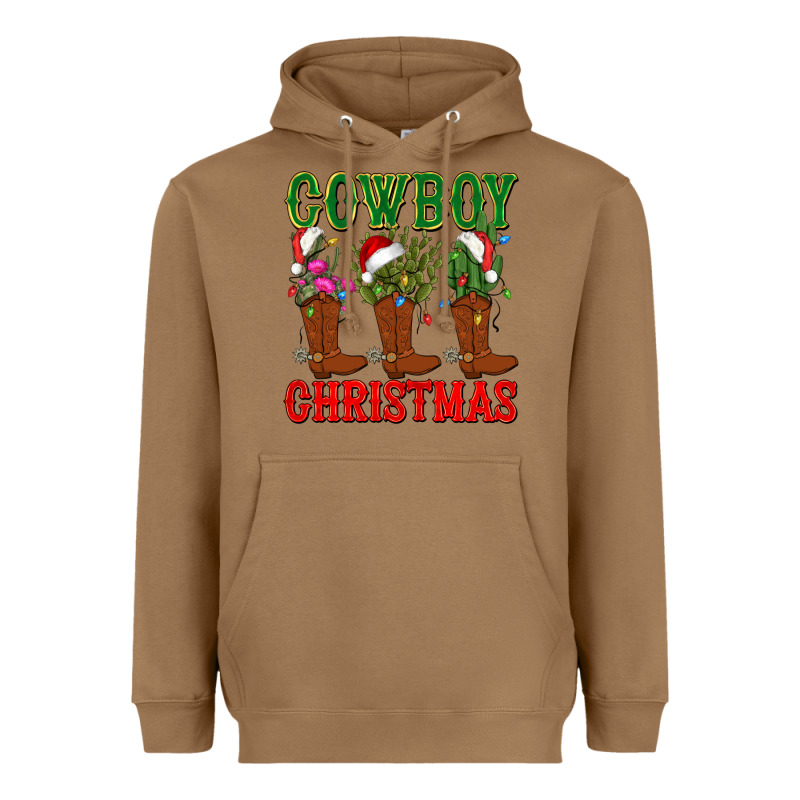 Cowboy Christmas Boots Cactus Heavyweight Hoodie by CowGirlArtShop | Teevron
