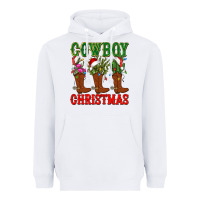 White cowboy christmas boots cactus Heavyweight Hoodie - CowGirlArtShop