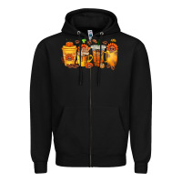 Black Thanksgiving Coffee Cups Zipper Hoodie - texasbilliewilder