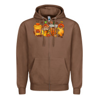 Chestnut Thanksgiving Coffee Cups Zipper Hoodie - texasbilliewilder