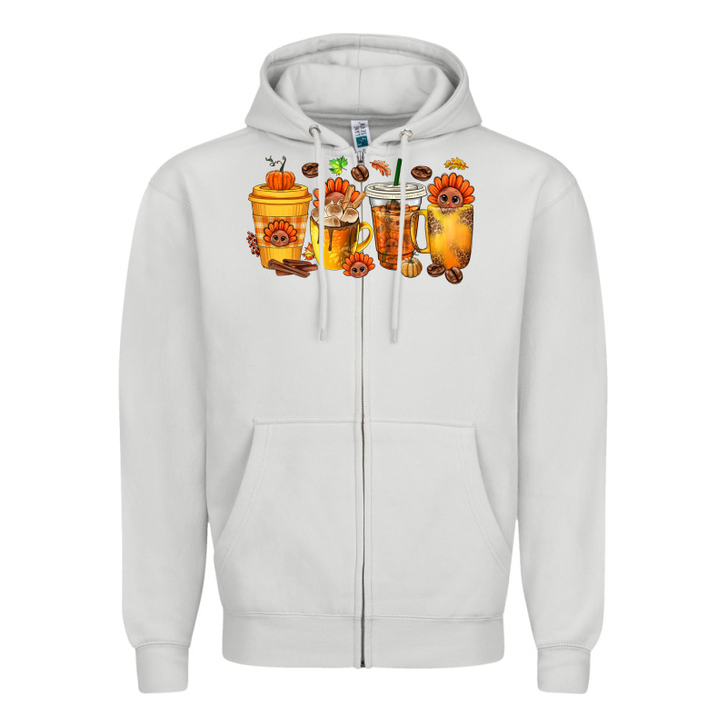 Thanksgiving Coffee Cups Zipper Hoodie by texasbilliewilder | Teevron