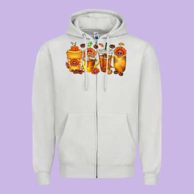 Thanksgiving Coffee Cups Zipper Hoodie Designed By Texasbilliewilder