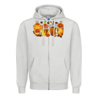 Dove Grey Thanksgiving Coffee Cups Zipper Hoodie - texasbilliewilder