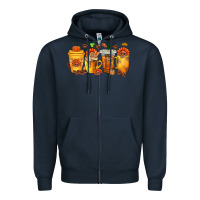 Navy Thanksgiving Coffee Cups Zipper Hoodie - texasbilliewilder