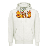 Oatmeal Heather Thanksgiving Coffee Cups Zipper Hoodie - texasbilliewilder