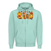 Seafoam Thanksgiving Coffee Cups Zipper Hoodie - texasbilliewilder