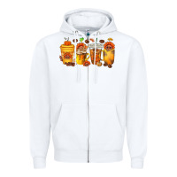 White Thanksgiving Coffee Cups Zipper Hoodie - texasbilliewilder