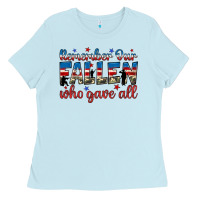 Baby Blue remember our fallen who gave all Ladies Tee - JahusDesignShop