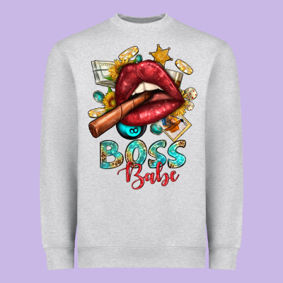 Western Boss Babe Cigar Lip Heavyweight Sweatshirt Designed By Bundleandbundleshop
