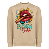 Mushroom Western Boss Babe Cigar Lip Heavyweight Sweatshirt - BundleAndBundleShop