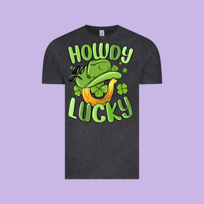 Howdy Go Lucky St Patrics Day Vintage Tee Designed By Maliassmallbusiness