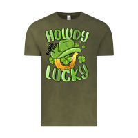 Vintage Olive howdy go lucky st patrics day Vintage Tee - MaliasSmallBusiness