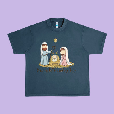 O Come Let Us Adore Him Urban Heavy Tee Designed By Maliassmallbusiness