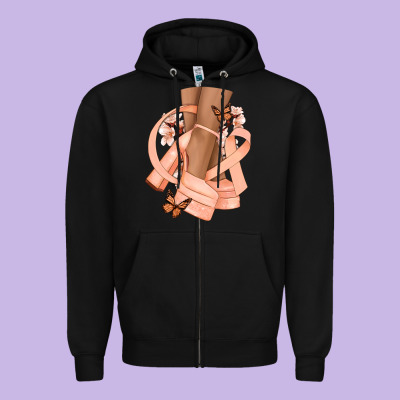 Cancer Diva Peach Ribbon Zipper Hoodie Designed By Nancycooperartshop