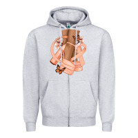 Heather Grey Cancer diva peach ribbon Zipper Hoodie - NancyCooperArtShop