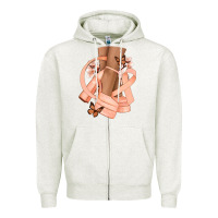 Oatmeal Heather Cancer diva peach ribbon Zipper Hoodie - NancyCooperArtShop