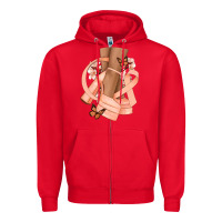Red Cancer diva peach ribbon Zipper Hoodie - NancyCooperArtShop