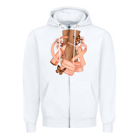 White Cancer diva peach ribbon Zipper Hoodie - NancyCooperArtShop