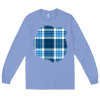 Colony Blue Winter Tartan Patch Long Sleeve Tee - BundleAndBundleShop