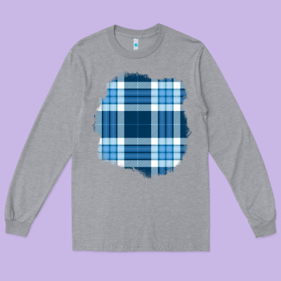 Winter Tartan Patch Long Sleeve Tee Designed By Bundleandbundleshop