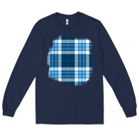 Navy Winter Tartan Patch Long Sleeve Tee - BundleAndBundleShop
