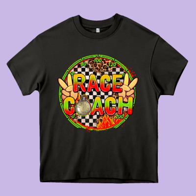 Race Coach With Leopard And Peace Hand Heavy Core Tee Designed By Adodesignshop