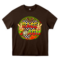 Chocolate Brown Race coach with leopard and peace hand Heavy Core Tee - AdoDesignShop