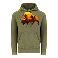 Vintage Olive western bison Vintage Hoodie - Jasminsmagicworld
