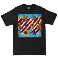 Black western star with sunflower seamless pattern Premium Tee - BundleAndBundleShop