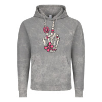 Cloud Rock pink gemstone peace skeleton hand Vintage Hoodie - MaliasSmallBusiness