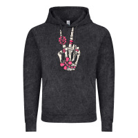 Vintage Black pink gemstone peace skeleton hand Vintage Hoodie - MaliasSmallBusiness
