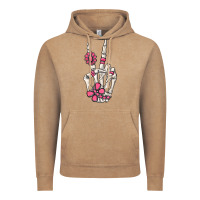 Vintage Coffee pink gemstone peace skeleton hand Vintage Hoodie - MaliasSmallBusiness