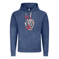 Vintage Denim pink gemstone peace skeleton hand Vintage Hoodie - MaliasSmallBusiness