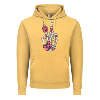 Vintage Mustard pink gemstone peace skeleton hand Vintage Hoodie - MaliasSmallBusiness