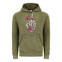 Vintage Olive pink gemstone peace skeleton hand Vintage Hoodie - MaliasSmallBusiness