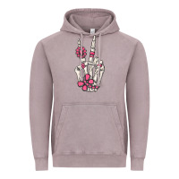 Vintage Zinc pink gemstone peace skeleton hand Vintage Hoodie - MaliasSmallBusiness