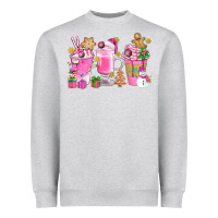 Heather Grey Pink Christmas Coffee Cups Bbs Heavyweight Sweatshirt - BundleAndBundleShop