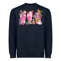 Navy Pink Christmas Coffee Cups Bbs Heavyweight Sweatshirt - BundleAndBundleShop