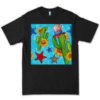 Black 4th of july cacti seamless pattern Premium Tee - BundleAndBundleShop