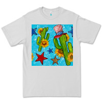 Dove Grey 4th of july cacti seamless pattern Premium Tee - BundleAndBundleShop