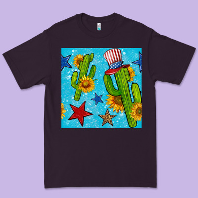 4th Of July Cacti Seamless Pattern Premium Tee Designed By Bundleandbundleshop