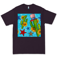 Plum 4th of july cacti seamless pattern Premium Tee - BundleAndBundleShop