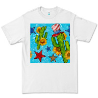 White 4th of july cacti seamless pattern Premium Tee - BundleAndBundleShop