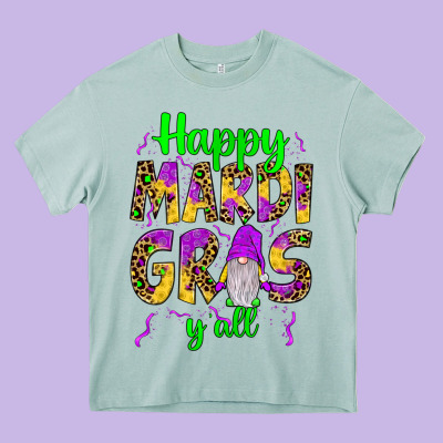 Happy Mardi Gras Y'all Gnome Heavy Core Tee Designed By Jahusdesignshop