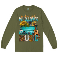 Army Green Just A Girl Who Loves Country Music Long Sleeve Tee - BundleAndBundleShop