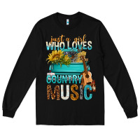 Black Just A Girl Who Loves Country Music Long Sleeve Tee - BundleAndBundleShop